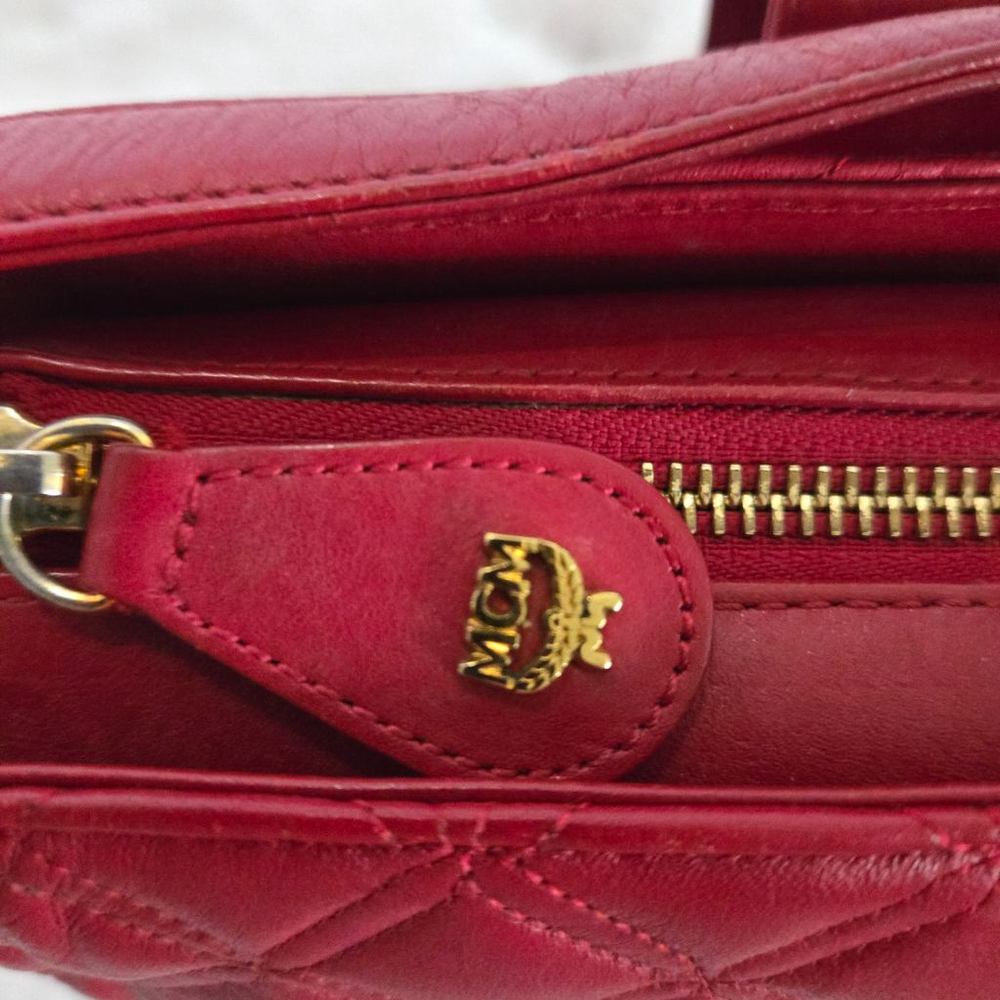 Women's MCM Red Quilted Leather Shoulder / Handbag with COA - Picture 6 of 15